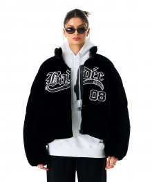 Velour Varsity Jacket Black