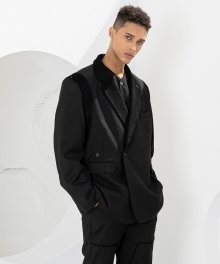 LJ26 CODUROY MIXED BLAZER (BLACK)