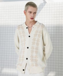 LT15 CASHMERE LOGO CALLAR CARDIGAN (IVORY)