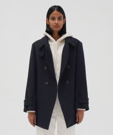 Double-Breast Wool Pea Coat - Navy