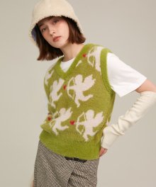 R CUPID JACQUARD KNIT VEST [2colors]