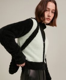 R 2COLOR BLOCK KNIT CARDIGAN_MINT