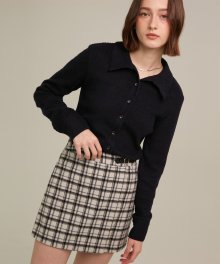 R WRAP CHECK MINI SKIRT_GREY