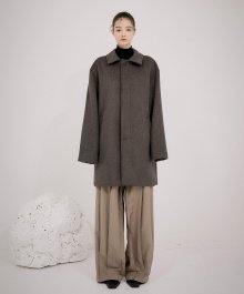 Loosed Wool Balmacaan Half Coat - Dusty Brown (FL-031)