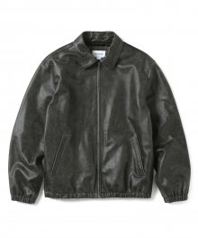 Leather Harrington Jacket Black
