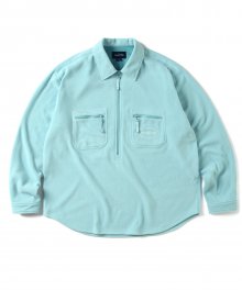 E/T-Logo Fleece Zip Shirt Aqua