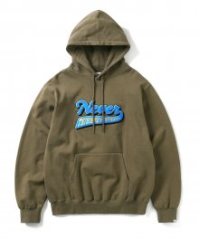 Never Embroidery Hoodie Olive