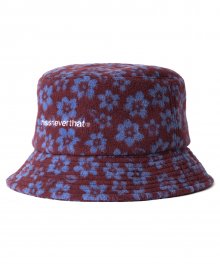 Floral Fleece Bucket Hat Burgundy