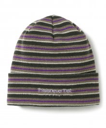 L-Logo Striped Beanie Grey/Purple