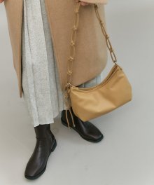 CABLE LEATHER BAG - BEIGE