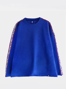 Logo tape Long sleeve T-sirts(Oversize fit) blue