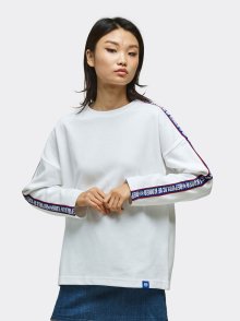 Logo tape Long sleeve T-sirts(Oversize fit) white