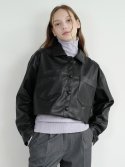 모메벤(MOMEBEN) leather crop jacket (black)