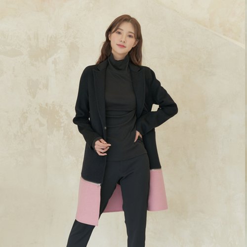 Пальто MARDI MERCREDI с колор-блоком BLACK/PINK