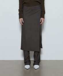 Apron Layered Trousers (Dark Brown)