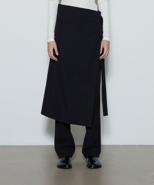 쓰리투에이티(THREE TO EIGHTY) Apron Layered Trousers (Black) - 사이즈 & 후기 | 무신사