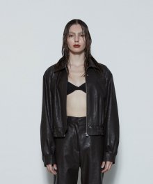 Vegan Leather Blouson Jacket
