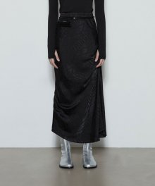 Asymmetric Satin Skirt (Black)