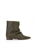 쓰리투에이티(THREE TO EIGHTY) Pointed Wrinkle Leather Boots (Khaki)