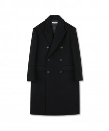 WOOL DOUBLE CHESTER COAT (BLACK)