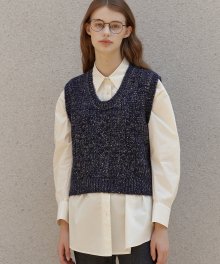 A TWINKLE CABLE KNIT VEST_NAVY