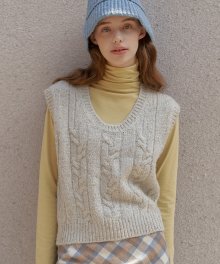 A TWINKLE CABLE KNIT VEST_GREY