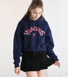 Luna Crop Hoodie Navy