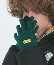 Smile Embroider Gloves Green