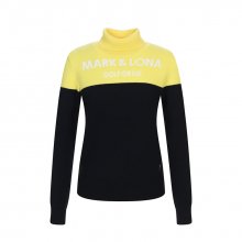 W BLOCK HIGH PULL OVER NECK KNIT