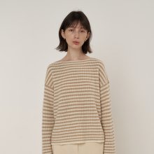 Coco stripe knit top beige
