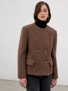 Round neck crop wool jacket [2color]