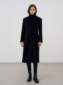 Belted cape wool long coat [2color]