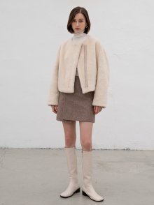 Wool asymmetric incision wrap skirt in brown