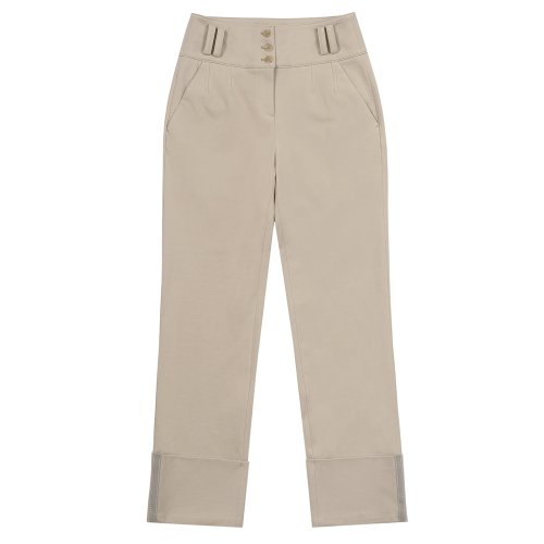 High-Waist Roll Up Pants_Light Beige