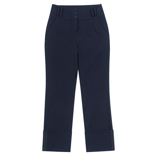 High-Waist Roll Up Pants_Navy