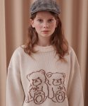 엠블러(AMBLER) Two teddy bears 남여공용 오버핏 스웨터 니트 AKN202(ivory)