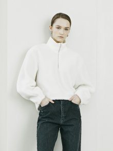 Half Zip-up Fleece T-shirt - Ivory