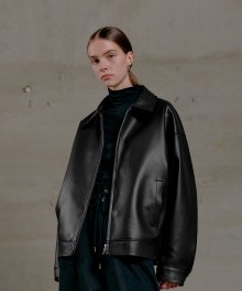 Overfit single FAUX leather Jacket in Black