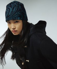 MARBLING JACQUARD BEANIE [NAVY]