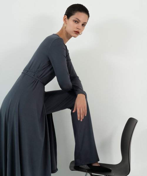 Relaxed tencel flare pants (grey)