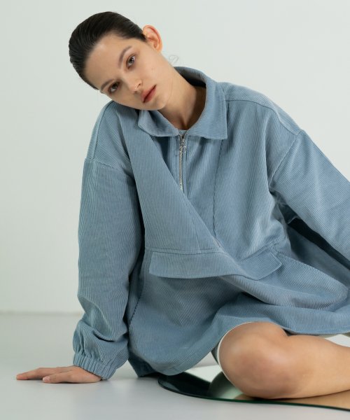 Oversized corduroy anorak(blue)