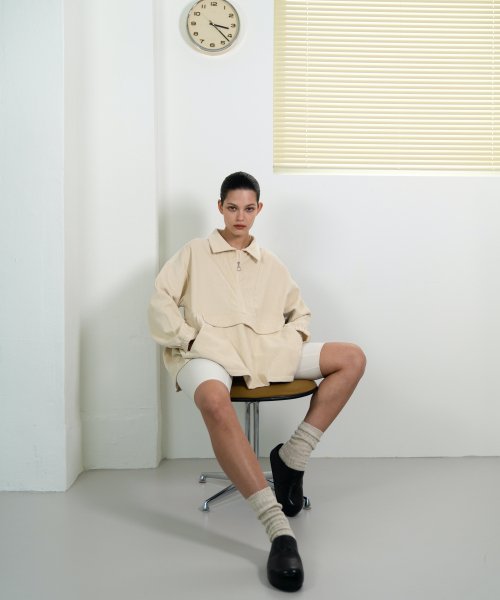 Oversized corduroy anorak(ivory)