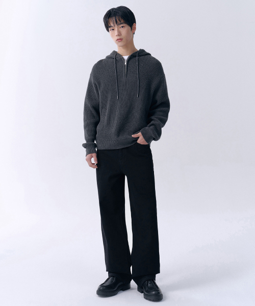 Wide Denim Pants [Black]