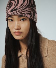 MARBLING JACQUARD BEANIE [BABY PINK]