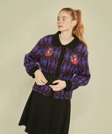 Cheetah Embroidered Cardigan (Blue)