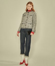 Knitted Tweed Jacket (Grey)