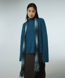 FLUFFY BOUCLE KNIT CREWNECK KA [AQUA]