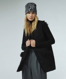 FLUFFY FUR LAYERED VEST KA [BLACK]