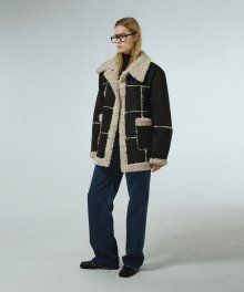 CUT OFF SUEDE SHEARLING COAT KA [BROWN]