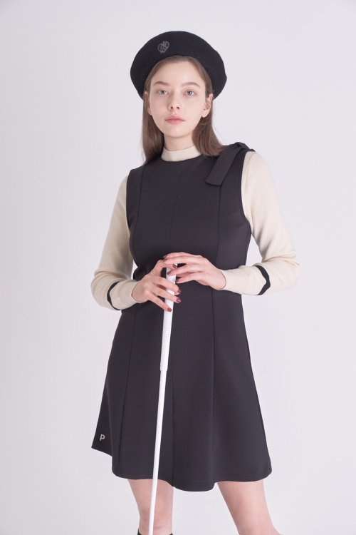 Black tie shoulder jersey pinafore dress online